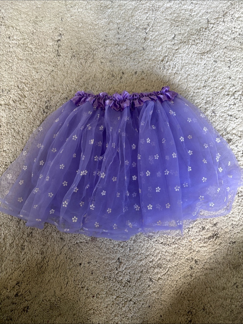 Purple Tulle Flower Print Girls' Tutu Skirt